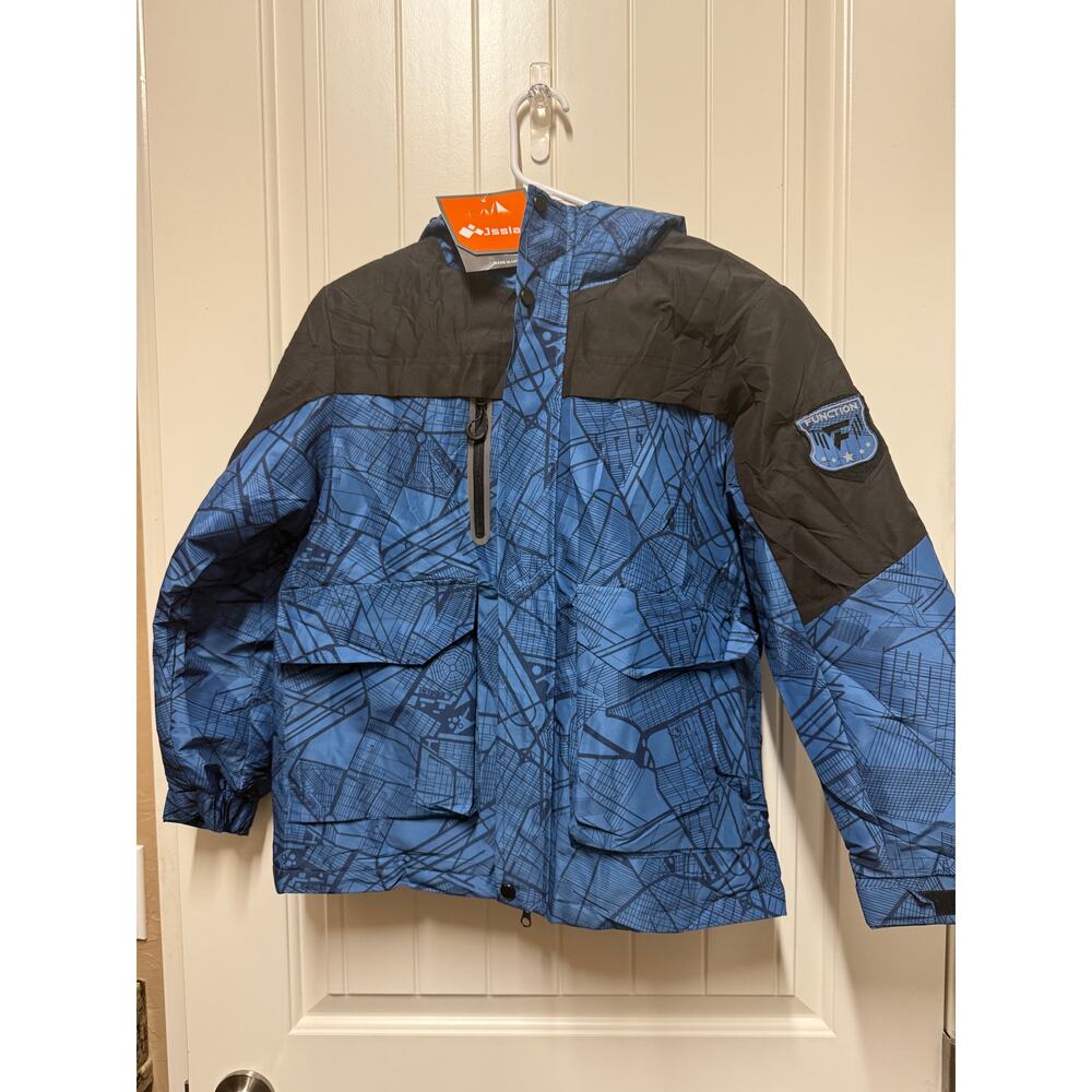 NWT Boys Winter Jacket with hood - Blue black Youth size 10/12 - Picture 2 of 7